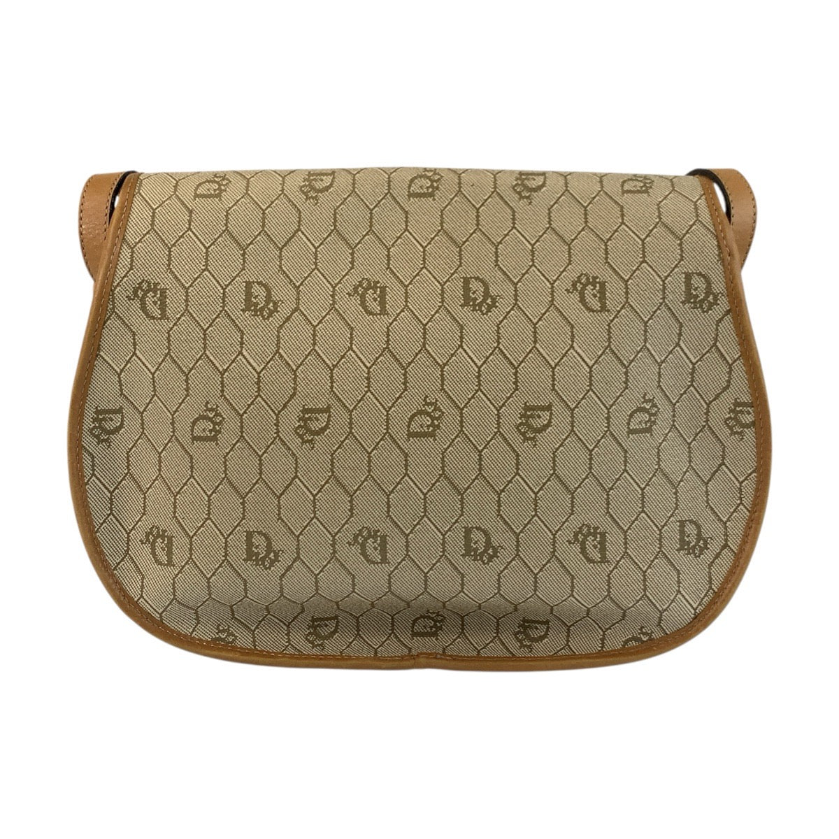Christian Dior Shoulder Bag PVC Beige Brown Gold Metal Honeycomb Pattern Rovelle Bags