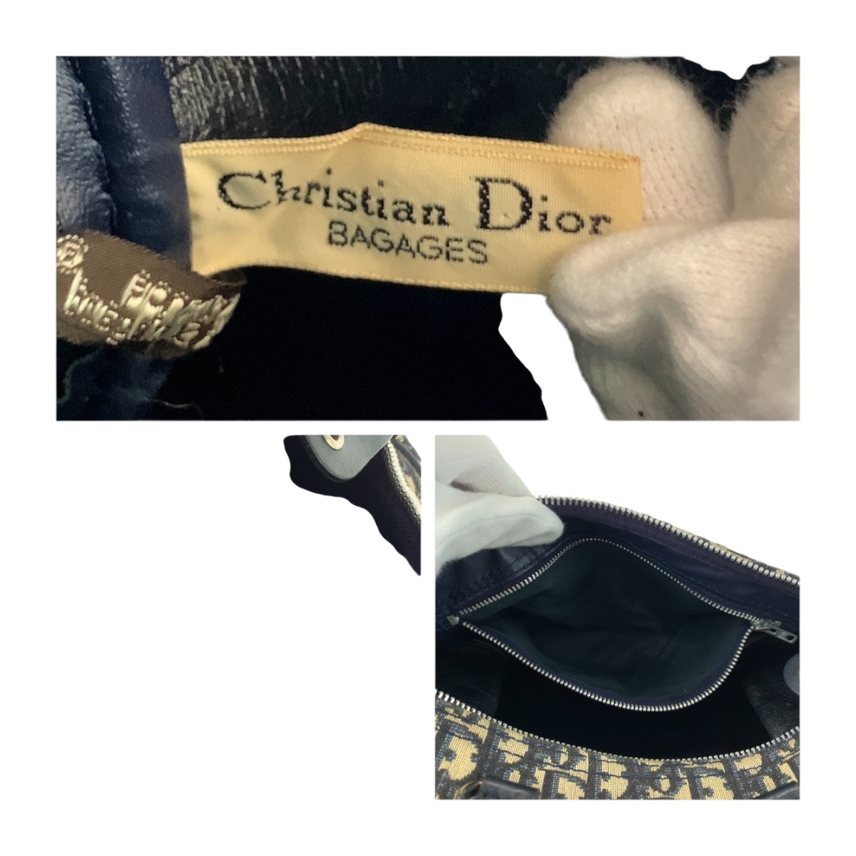 Dior Handbag canvas Navy Ivory Trotter Rovelle Bags