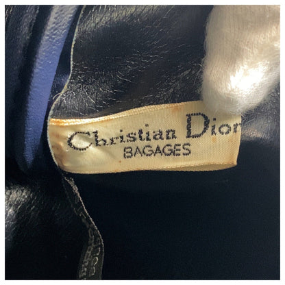Christian Dior Handbag canvas Navy Beige SilverMetal Trotter Rovelle Bags