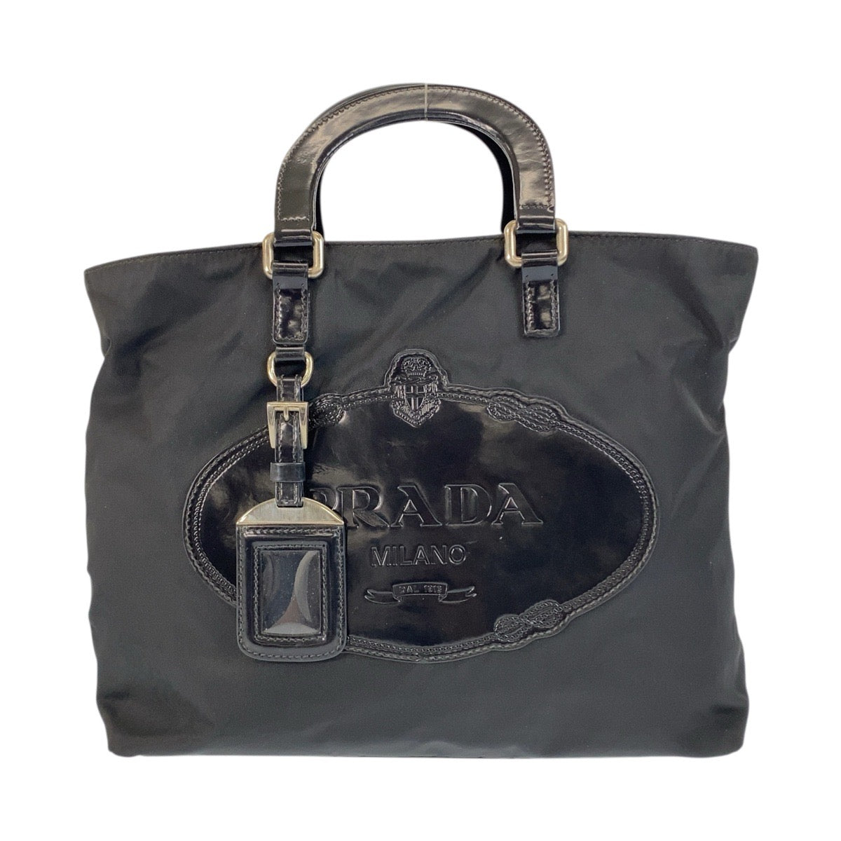 Prada Tote Bag Nylon Black Silvermetal Test Logo Rovelle Bags