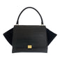 CELINE Shoulder Bag leather Black GoldMetal Trapeze Embossing