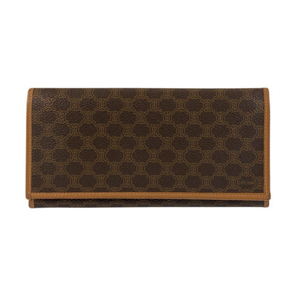 CELINE Long Wallet Purse M11 PVC Brown Macadam