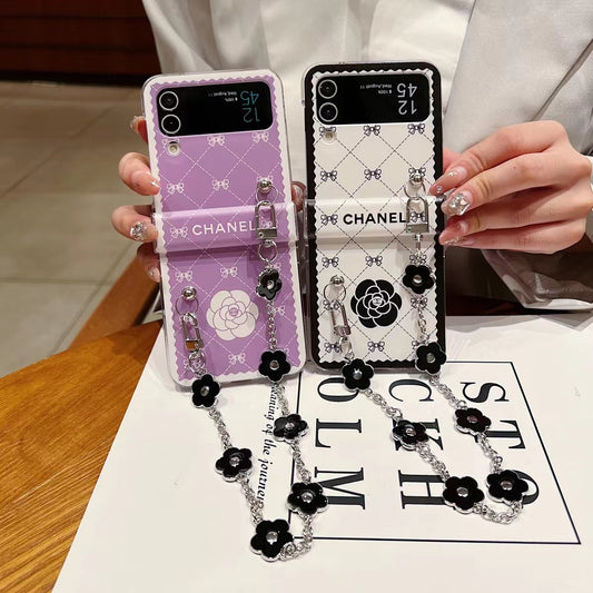 Luxury Flower chain phone case For Samsung Z flip