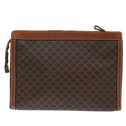 Luxury CELINE Macadam Canvas Clutch Bag PVC Leather Brown 50614