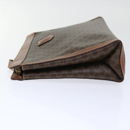 Luxury CELINE Macadam Canvas Clutch Bag PVC Leather Brown 50614