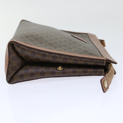 Luxury CELINE Macadam Canvas Clutch Bag PVC Leather Brown 50614