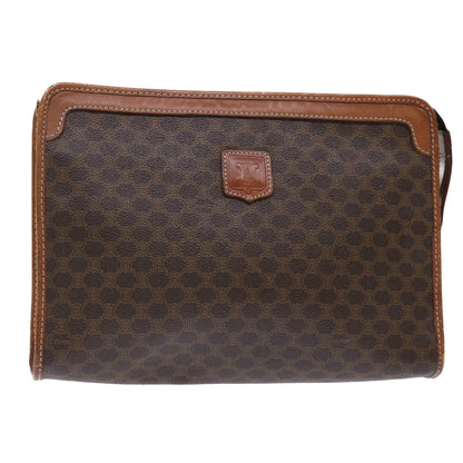 Luxury CELINE Macadam Canvas Clutch Bag PVC Leather Brown 50615
