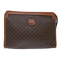 Luxury CELINE Macadam Canvas Clutch Bag PVC Leather Brown 50615