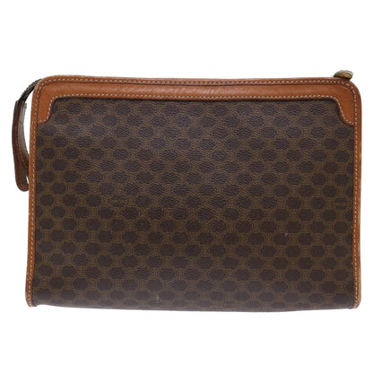 Luxury CELINE Macadam Canvas Clutch Bag PVC Leather Brown 50615
