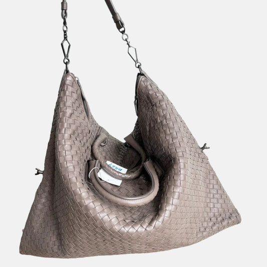 Bottega Veneta Maxi Convertible Tote Bag Hobo Grey Leather Two-way Carry 50cm