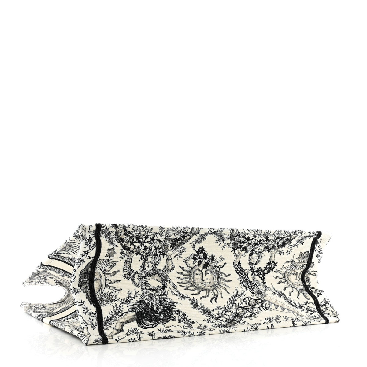 Christian Dior Canvas Embroidered Large Toile De Jouy Soleil Book Tote Black White Rovelle Bags