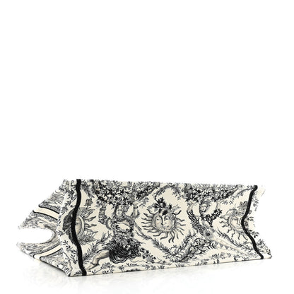 Christian Dior Canvas Embroidered Large Toile De Jouy Soleil Book Tote Black White Rovelle Bags