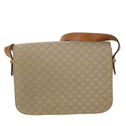 Luxury CELINE Macadam Canvas Shoulder Bag Canvas Leather Beige Brown 51028