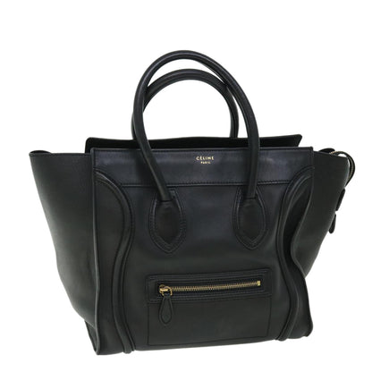 Luxury CELINE Luggage Mini Hand Bag Leather Black 51427