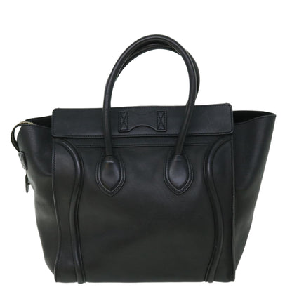 Luxury CELINE Luggage Mini Hand Bag Leather Black 51427