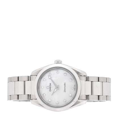 Stainless Steel Diamond Mother of Pearl 28mm Seamaster Aqua Terra Quartz Watch 220.10.28.60.55.001