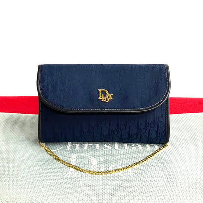 Dior Shoulder Bag Canvas, Leather Navy Trotter Pattern logo Metal Women Rovelle Bags