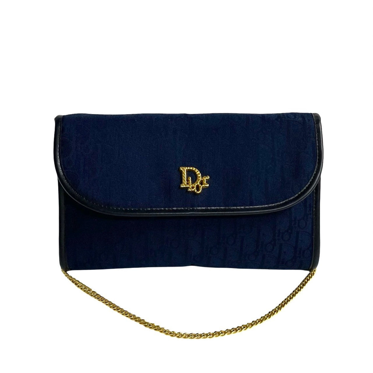 Dior Shoulder Bag Canvas, Leather Navy Trotter Pattern logo Metal Women Rovelle Bags
