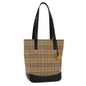 Luxury BurberrySs Nova Check Shoulder Bag Nylon Leather Beige Auth 52494