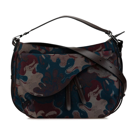 Brown Dior Peter Doig Denim Camouflage Soft Saddle Bag Satchel Rovelle Bags