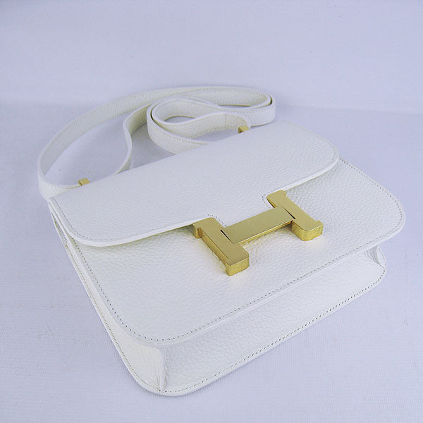 Luxury Hermes Constance Cowskin Leather Bag White Golden