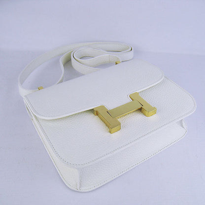 Luxury Hermes Constance Cowskin Leather Bag White Golden