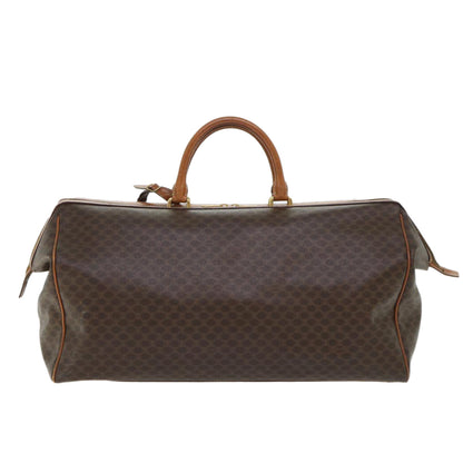 Luxury CELINE Macadam Canvas Boston Bag PVC Leather 2way Brown 53086