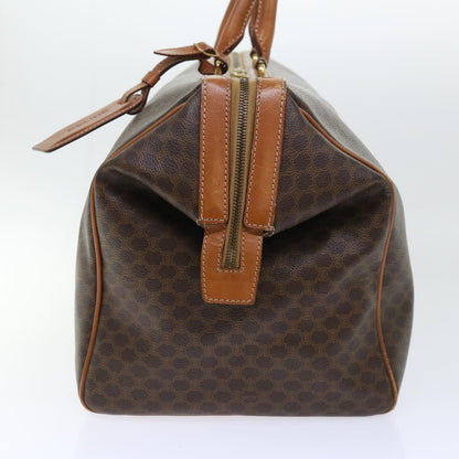 Luxury CELINE Macadam Canvas Boston Bag PVC Leather 2way Brown 53086