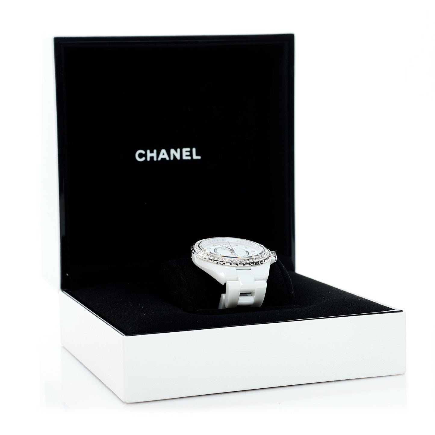 Stainless Steel Ceramic Diamond Bezel 38mm J12 Automatic Watch White