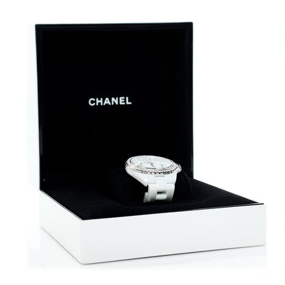 Stainless Steel Ceramic Diamond Bezel 38mm J12 Automatic Watch White