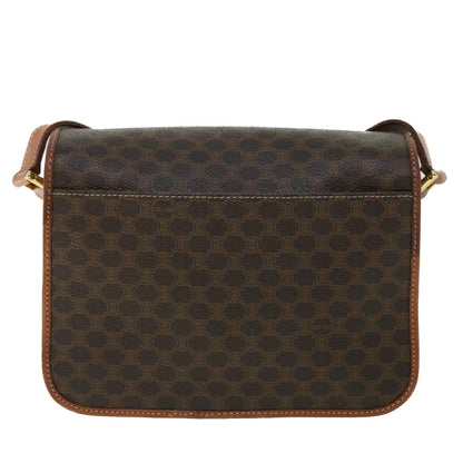 Luxury CELINE Macadam Canvas Shoulder Bag PVC Leather Brown 53340