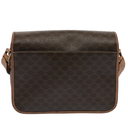 Luxury CELINE Macadam Canvas Shoulder Bag PVC Leather Brown 53391