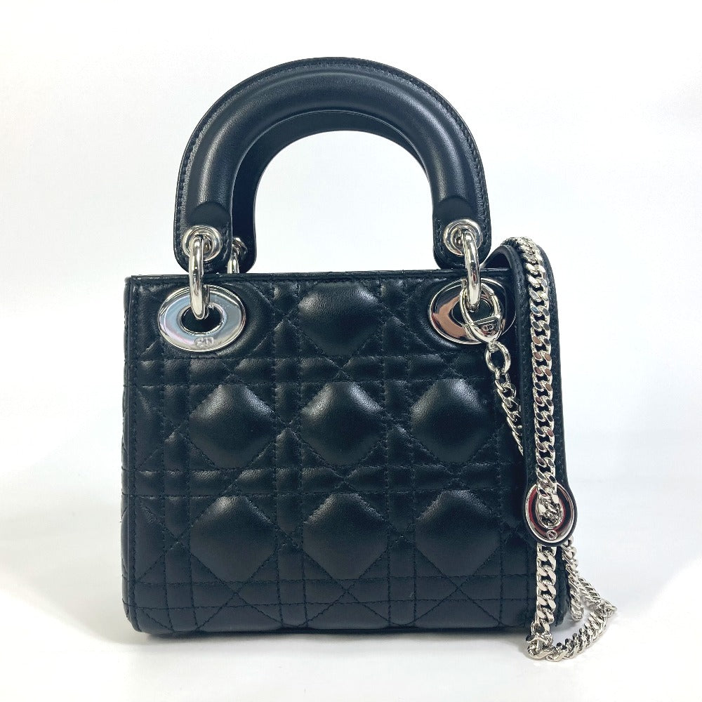 Dior Shoulder Bag leather black Lady Dior Cannage Mini Rovelle Bags