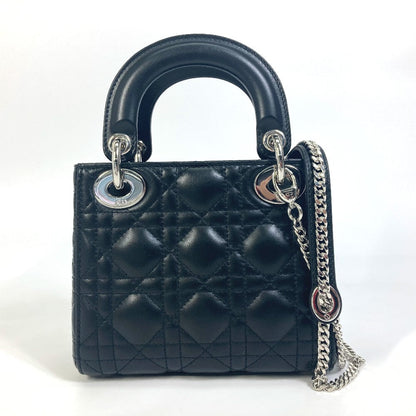 Dior Shoulder Bag leather black Lady Dior Cannage Mini Rovelle Bags
