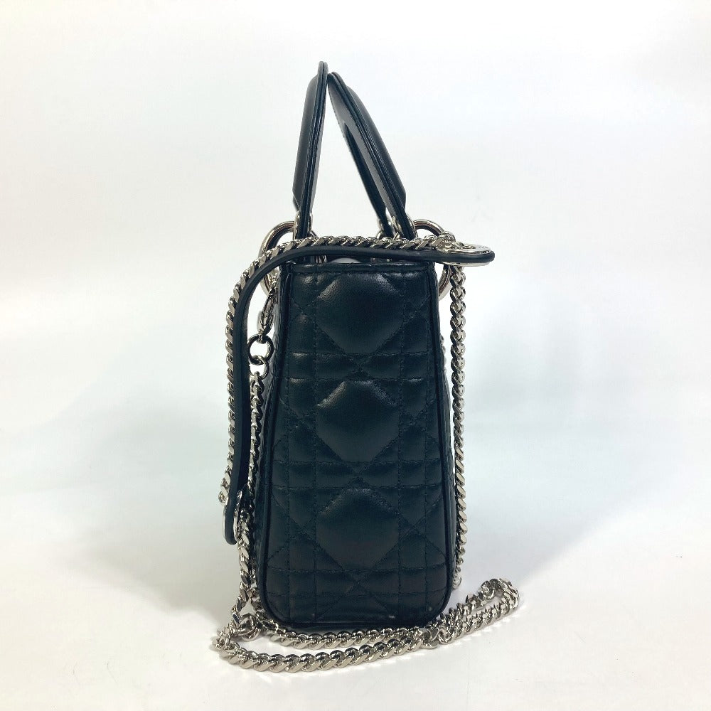 Dior Shoulder Bag leather black Lady Dior Cannage Mini Rovelle Bags