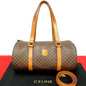 CELINE Shoulder Bag Leather, PVC Brown Macadam Blason Triomphe Pattern Women