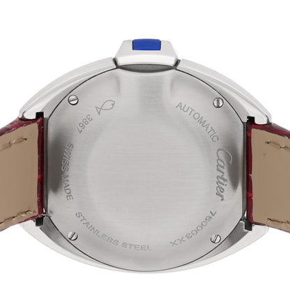 Stainless Steel Alligator 31mm Cle De Cartier Automatic Watch Burgundy