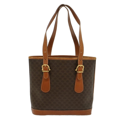 Luxury CELINE Macadam Canvas Shoulder Bag PVC Leather Brown 54110