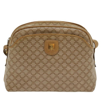 Luxury CELINE Macadam Canvas Shoulder Bag Beige 54135