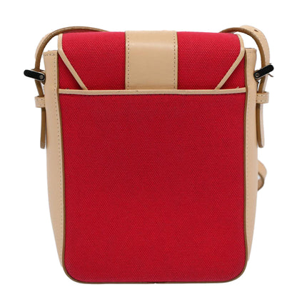 Luxury Burberry Shoulder Bag Canvas Leather Beige Red Auth 54143