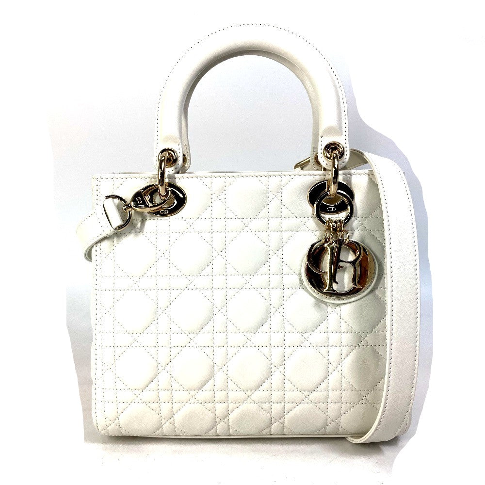 Dior Handbag M0565ONGE_M030 lambskin white LADY DIOR Lady Dior Canage Women Rovelle Bags