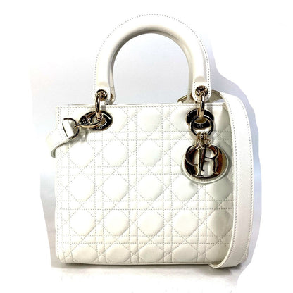 Dior Handbag M0565ONGE_M030 lambskin white LADY DIOR Lady Dior Canage Women Rovelle Bags