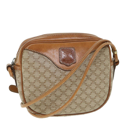 Luxury CELINE Macadam Canvas Shoulder Bag Beige 54801