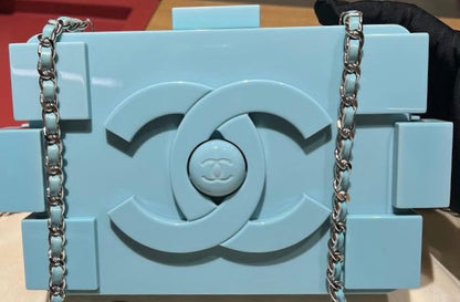 Chanel Luxury Leather Silver Clutch Leather Rovelle Bags