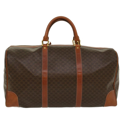 Luxury CELINE Macadam Canvas Boston Bag PVC Leather Brown 54831