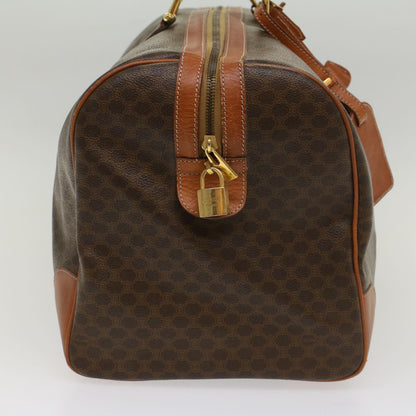 Luxury CELINE Macadam Canvas Boston Bag PVC Leather Brown 54831