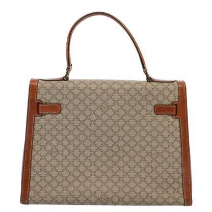 Luxury CELINE Macadam Canvas Hand Bag PVC Leather Beige Brown 54903