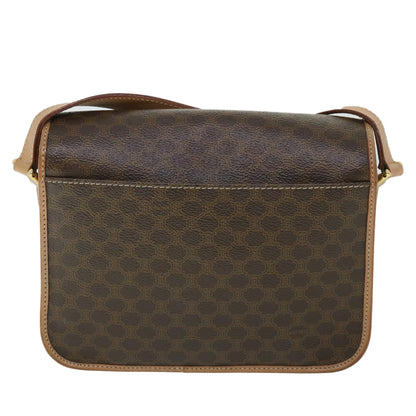Luxury CELINE Macadam Canvas Shoulder Bag PVC Leather Brown 54959