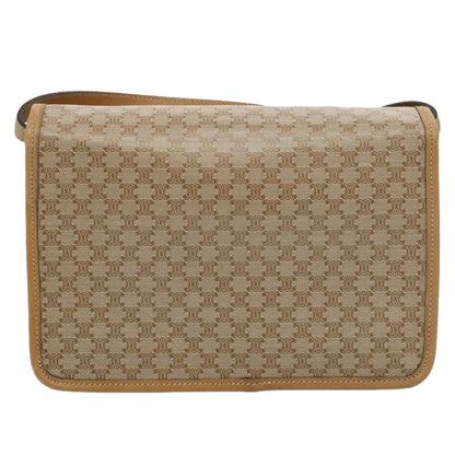 Luxury CELINE Macadam Canvas Shoulder Bag Beige 54990