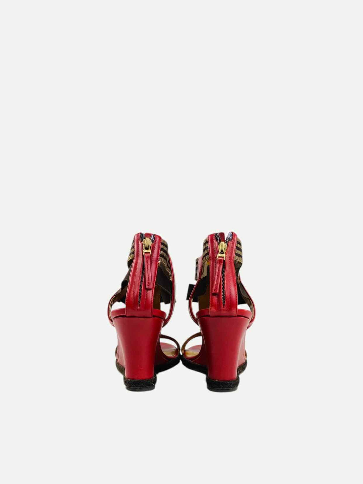 FENDI T-bar Red & Brown Size EU 40 Wedges Rovelle Bags